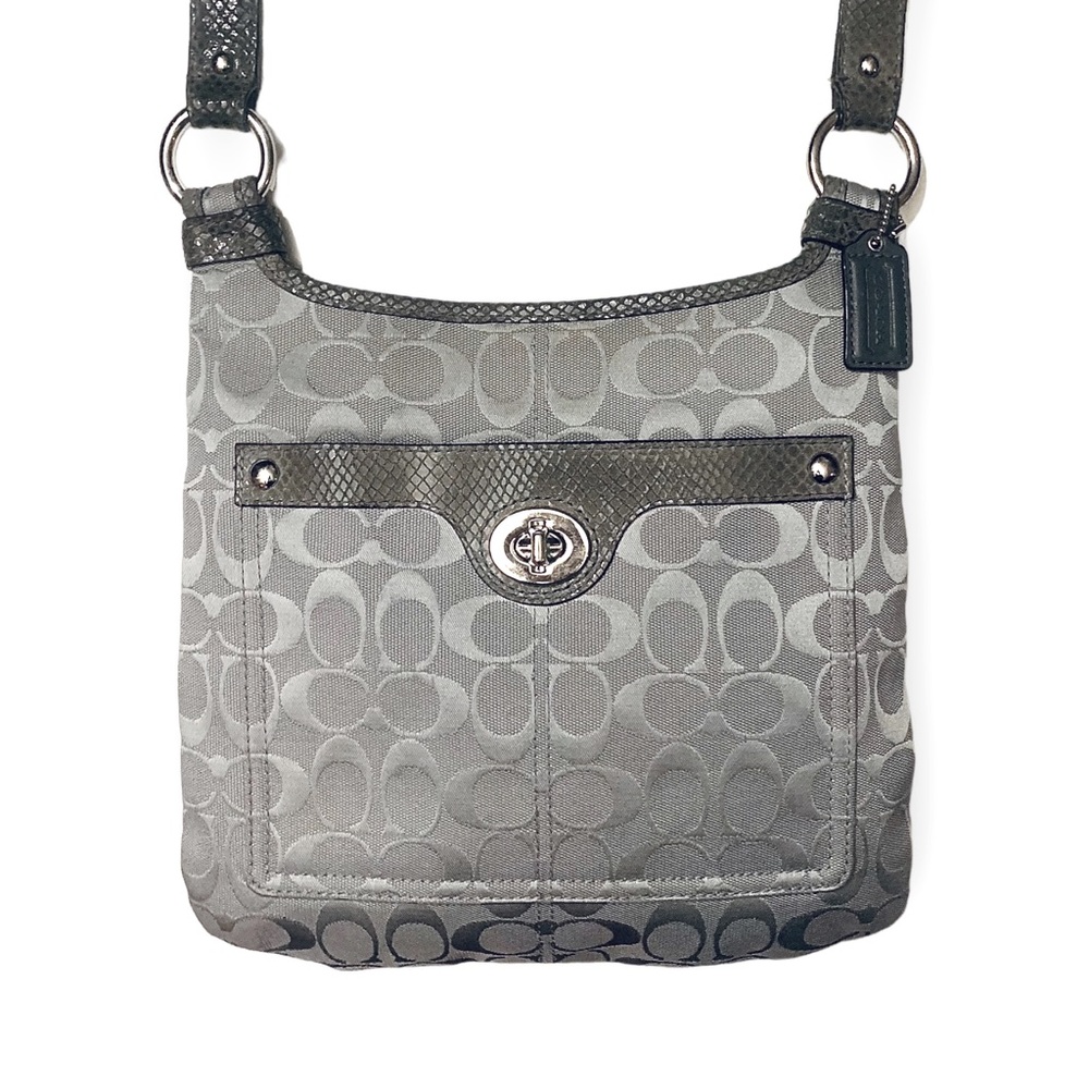 COACH Penelope Jacquard Messenger / Crossbody Bag in Grey/ Silver. 
Pristine.